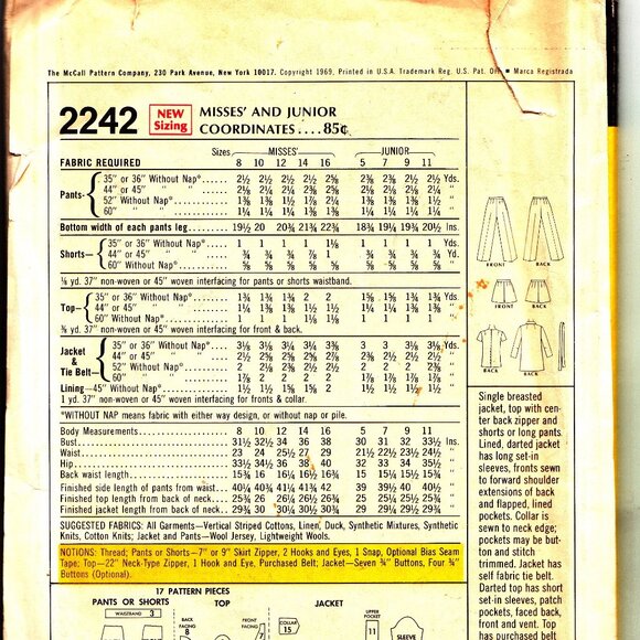 Vintage 60s McCalls 2242 Cool Safari Jacket, Pants and Top Bust 34 - Picture 3 of 3